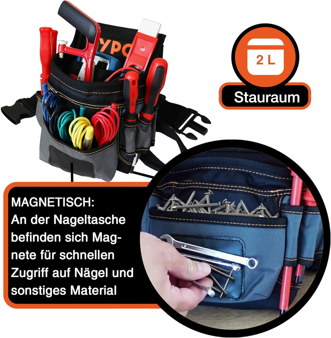 YPC Presto Werkzeug Gürteltasche XL – Werkzeuggürtel, Arbeitsgürtel, wasserfeste Werkzeugtasche mit