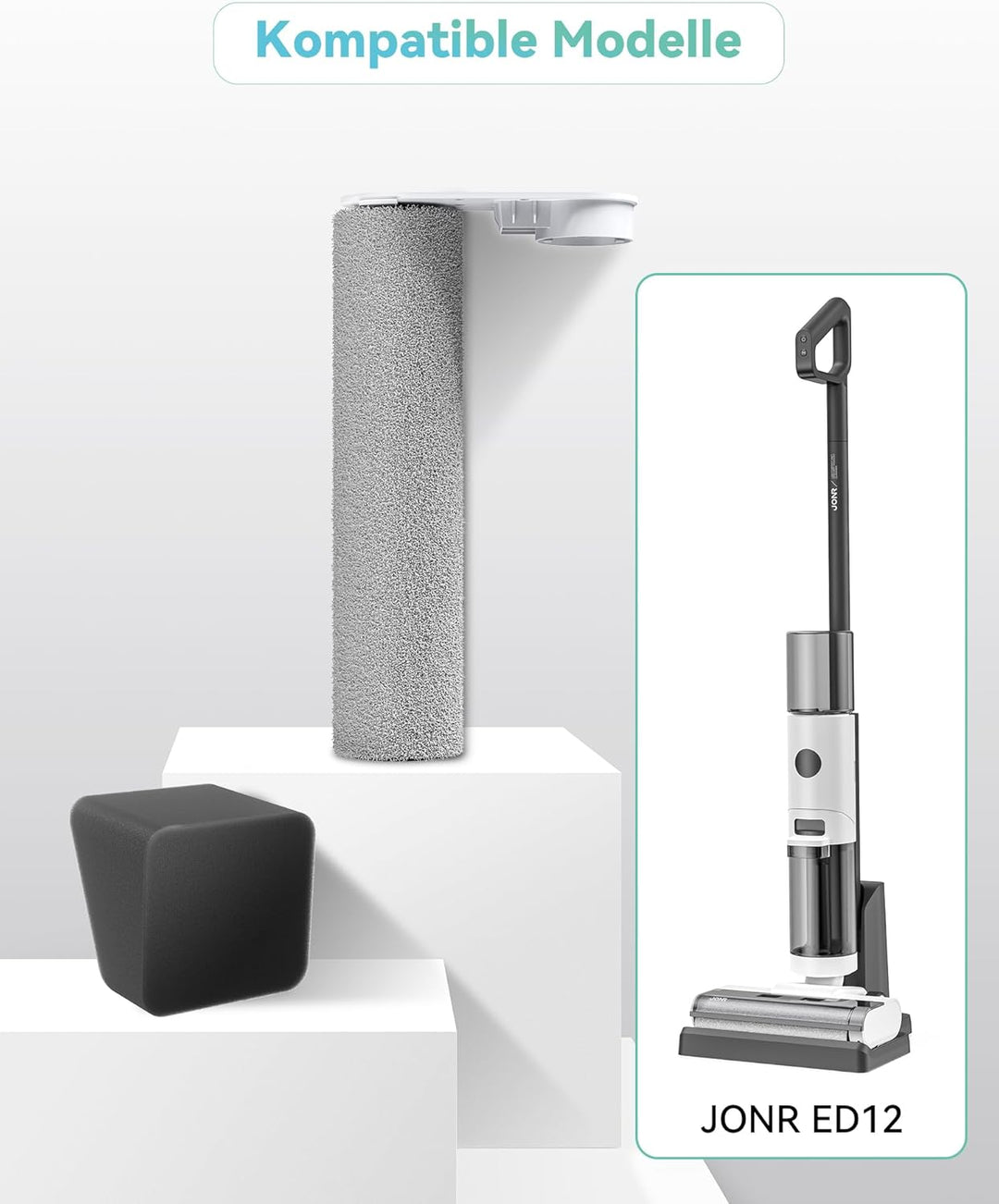 JONR ED12 Zubehörset, 1 Austauschbare Bodenwalzenbürste und 2 Schwammfilter Trommelbürste+filterwatt
