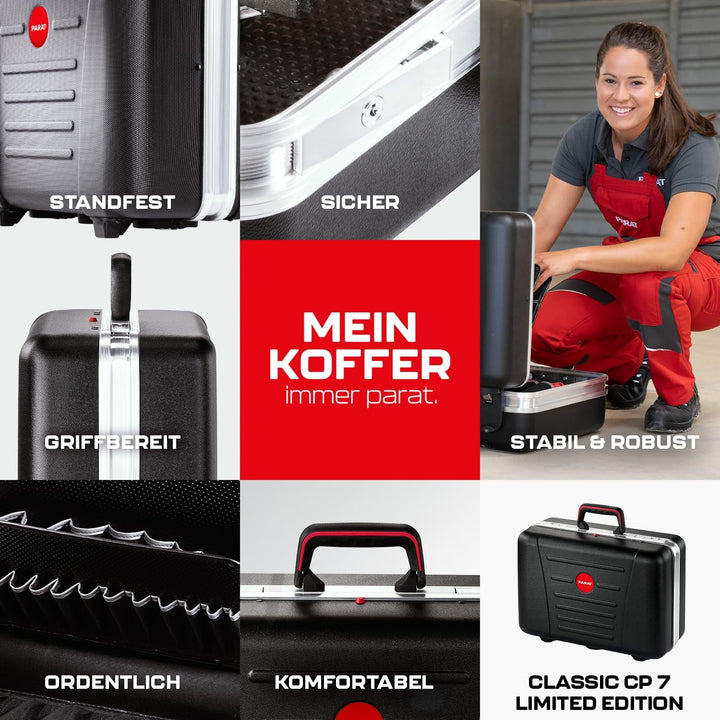 Parat Werkzeugkoffer Limited Edition | Werkzeug Koffer mit Soft-Touch X-ABS Oberfläche | CP-7 Halter