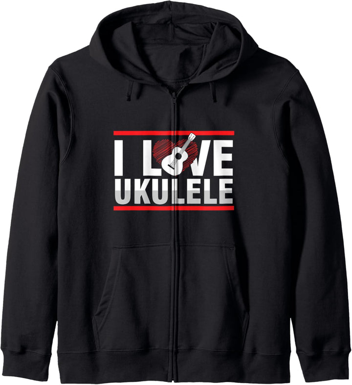 Ich Liebe Ukulele Gitarrist Musikinstrument Akustik Musik Kapuzenjacke