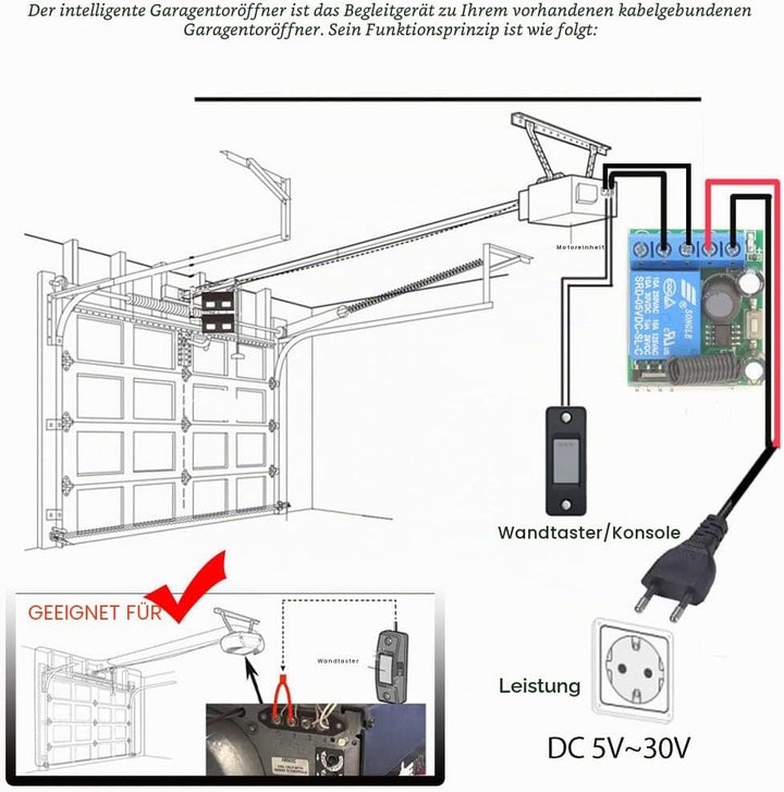 DieseRC Funk Fernbedienung Schalter 5V 12V 24V 30V 1 Kanal Funksteuerungs Relais Empfänger mit 2 Sen