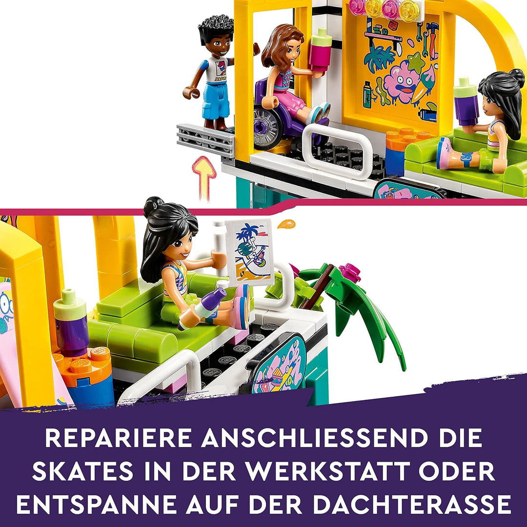 LEGO 41751 Friends Skatepark, Skateboard-Spielzeug für Mädchen und Jungen ab 6 Jahren, Mini-Puppen S