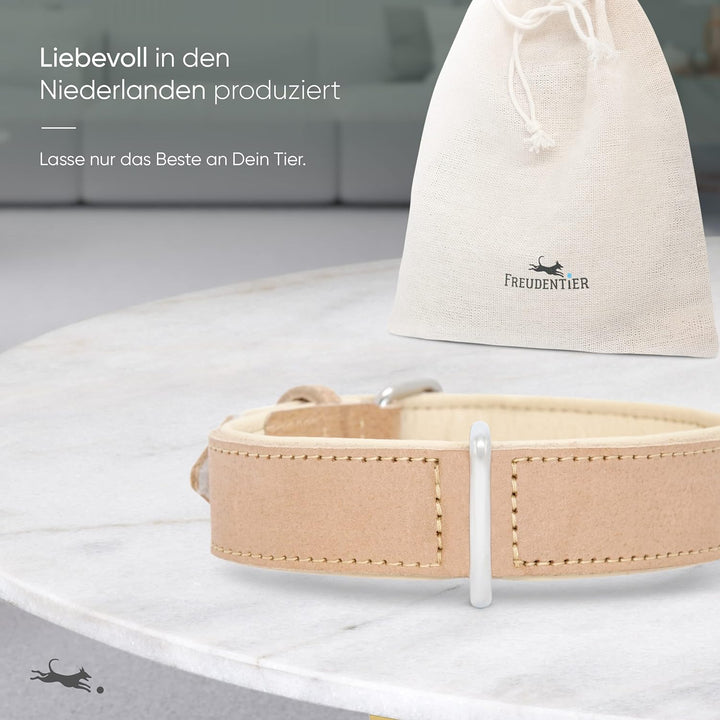 FREUDENTIER® Hundehalsband aus Leder, Made in Holland, gefüttert & super komfortabel, hochwertiges b