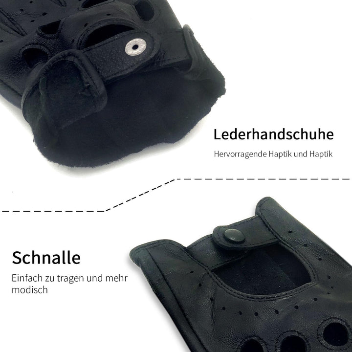 Damen Retro Weiche nd Dünne Lammfell Leder Touchscreen Fahrhandschuhe mit Maschige Medium(16.5-17.78