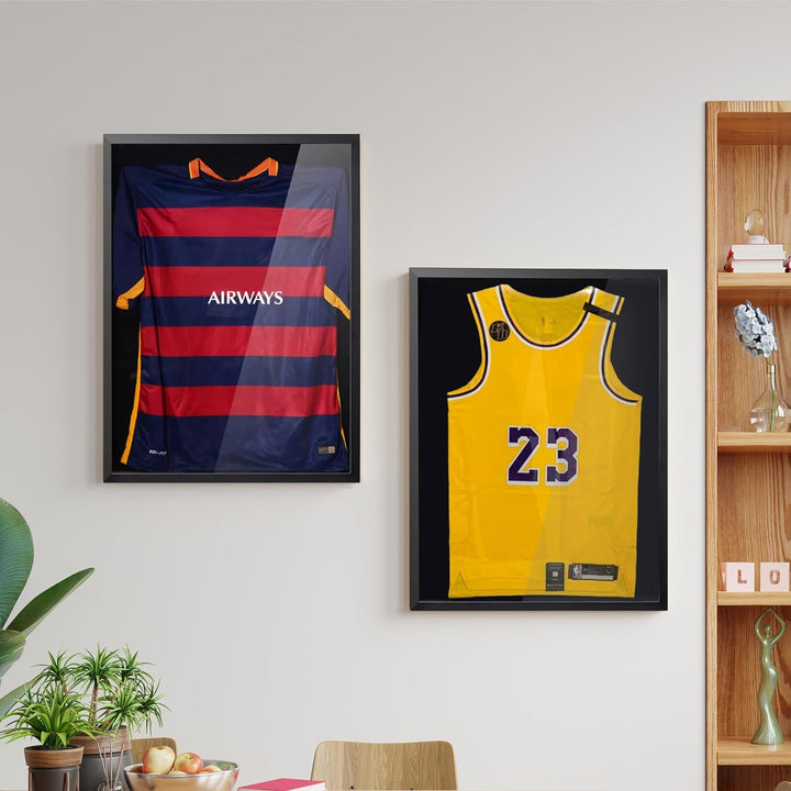 Avalo Objektrahmen - Einrahmung Fussballtrikot - 3D Box Frame - 60x80 CM - Schwarz - Deep Frame - Tr