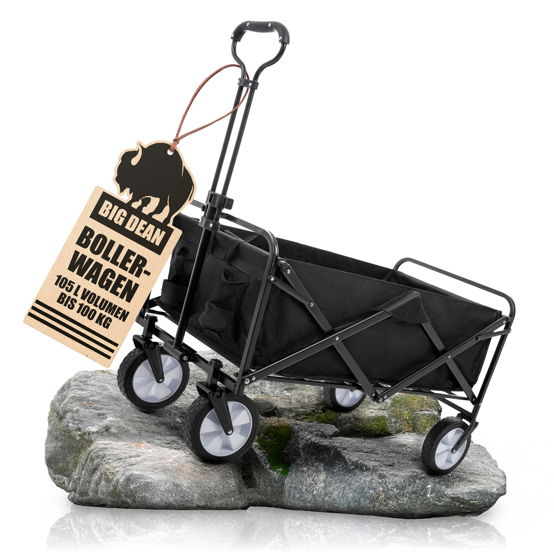 Bollerwagen faltbar 100kg belastbar 105L robuster Bollerwagen von BigDean | mit ausziehbarer Zugstan