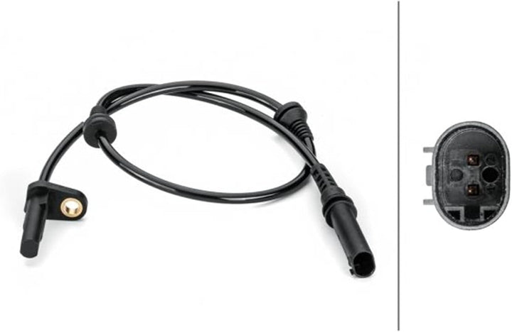 HELLA 6PU 012 806-471 Sensor, Raddrehzahl - 2-polig - Vorderachse beidseitig - Gesamtlänge: 653mm