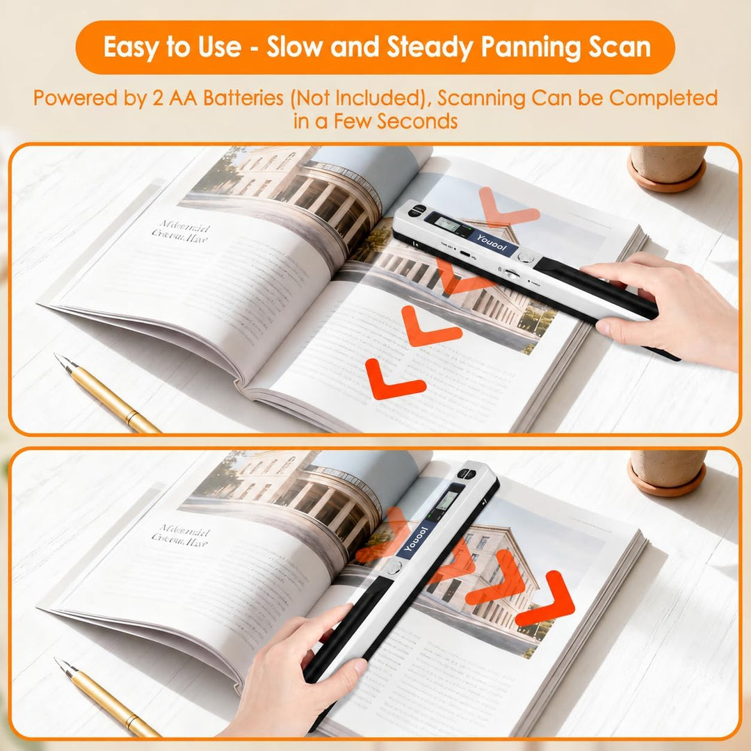 A4 Tragbarer Scanner 900 DPI Farbscannen A4 Handscanner | USB Bildscanner Dokumentenscanner im JPG/P