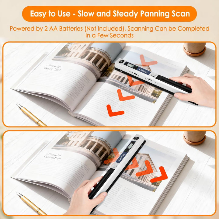 A4 Tragbarer Scanner 900 DPI Farbscannen A4 Handscanner | USB Bildscanner Dokumentenscanner im JPG/P