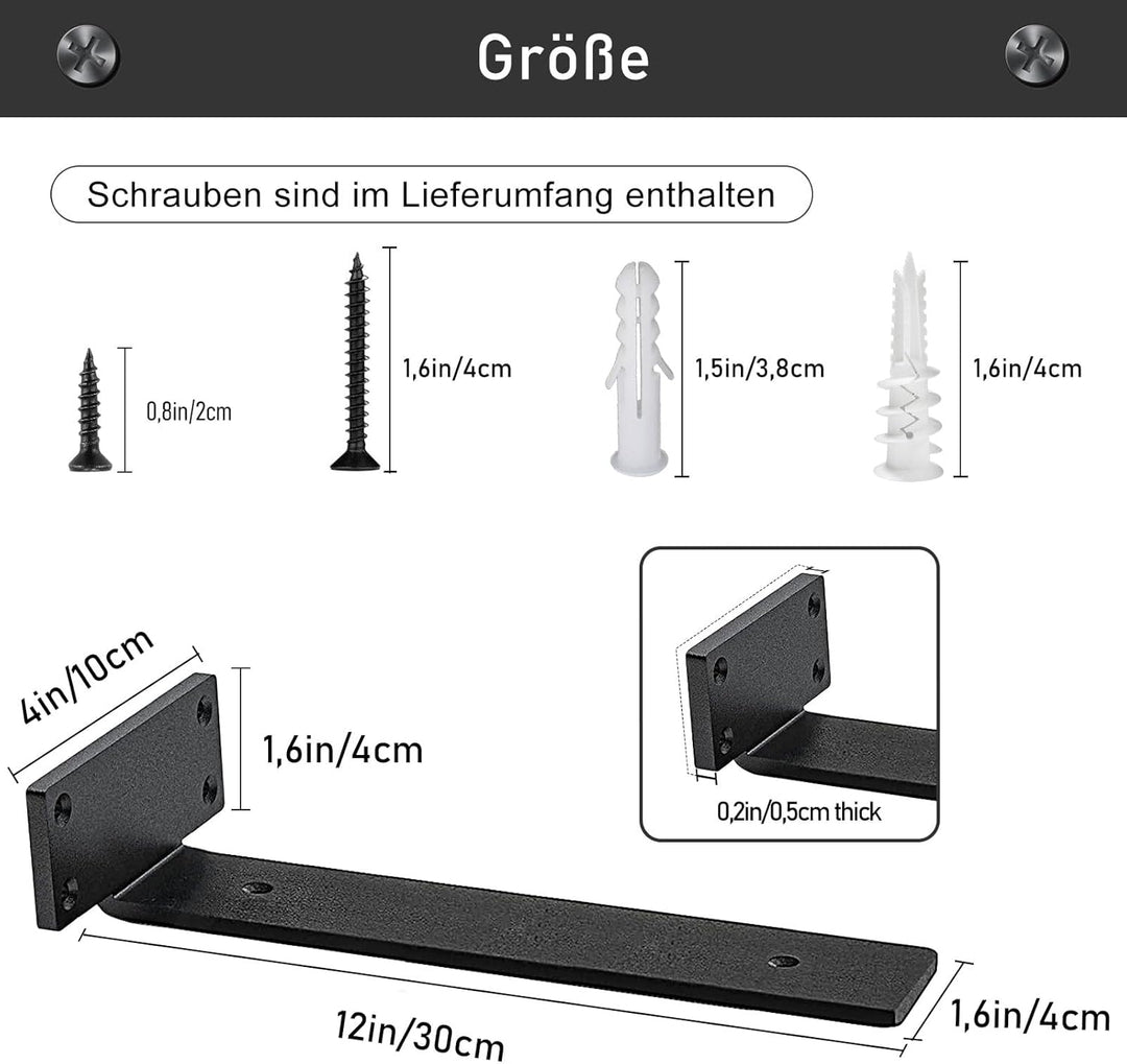 MLOQI 6 stück Regalhalterung Schwarz, Regalträger Tablarträger Schwerlastwinkel Winkel, Regal Wandha