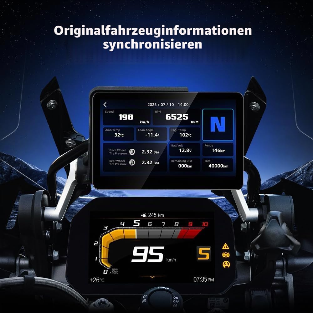 6,2" Motorrad Display für BMW R1200GS R1250GS F800 F900 S1000XR, Kabelloses CarPlay &amp; Android Auto (