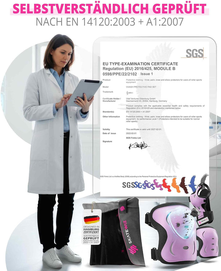 SKATEWIZ Skate Protektoren Set - Für Kinder, Jugendliche und Erwachsene von Deutschem Hersteller [6e