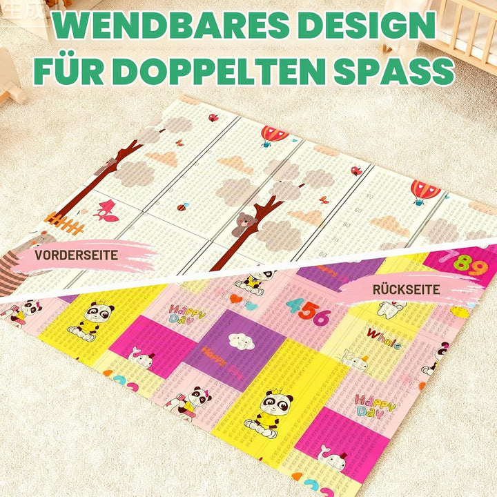 Soontrans Krabbelmatte Baby, Spielmatte Baby Faltbar, 200x180x1cm, Play Mat for Babies Doppelseitige