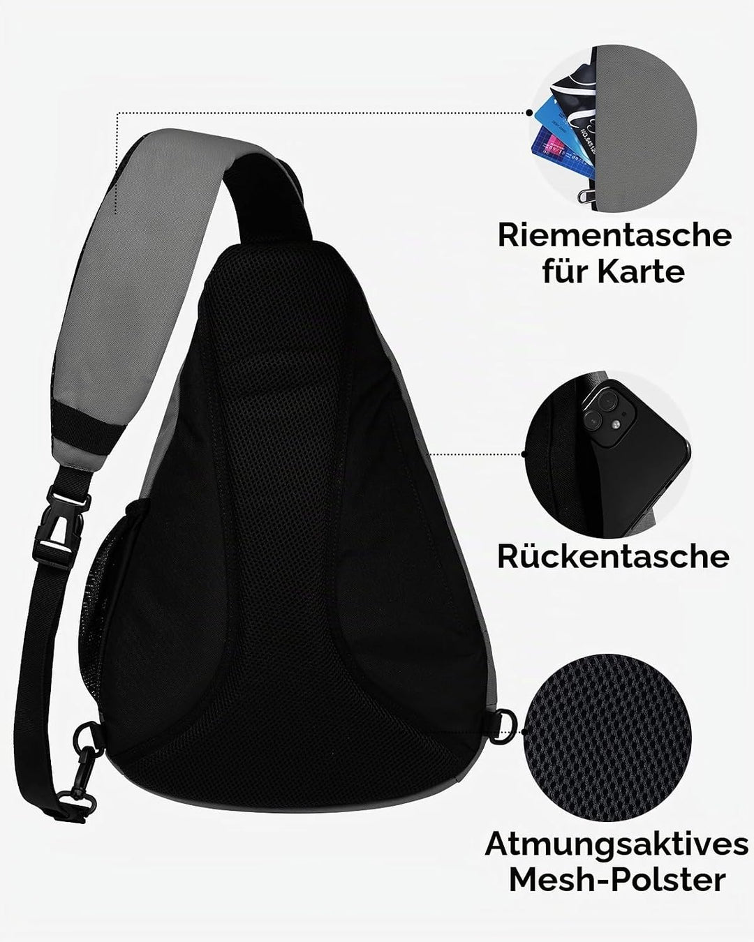 WATERFLY Sling Bag Crossbody Backpack Schulterrucksack mit verstellbarem Schultergurt Perfekt für Ou