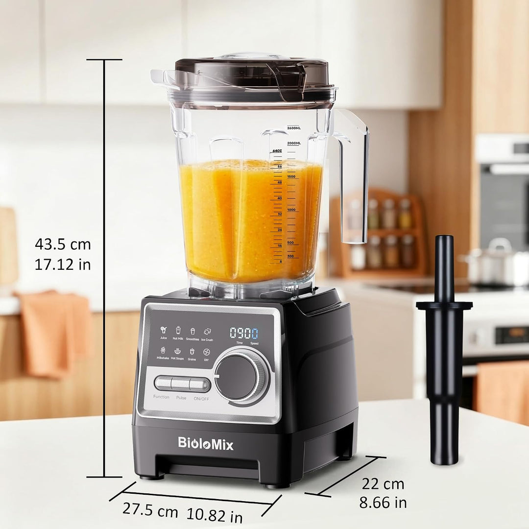 BioloMix 1500W Hochleistungsmixer Smoothie Maker und 2,6 l grossvolumiger BPA Freier Behälter Mit 6
