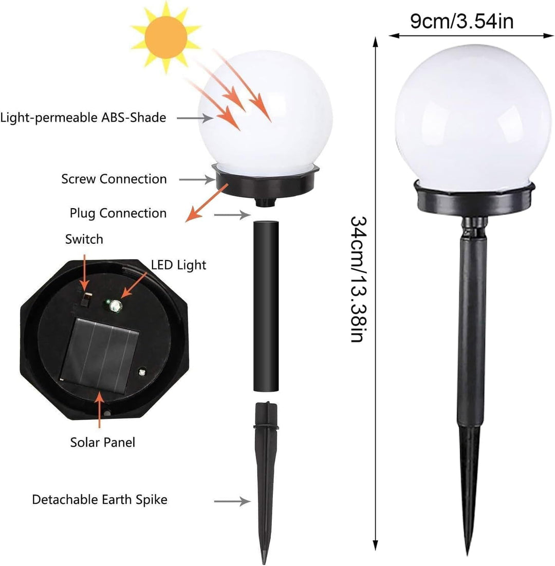 Shengruili 6 Stück Solarlampen für Aussen Kugel,Solar Gartenleuchte,Wasserdichte Solarlampen für Gar