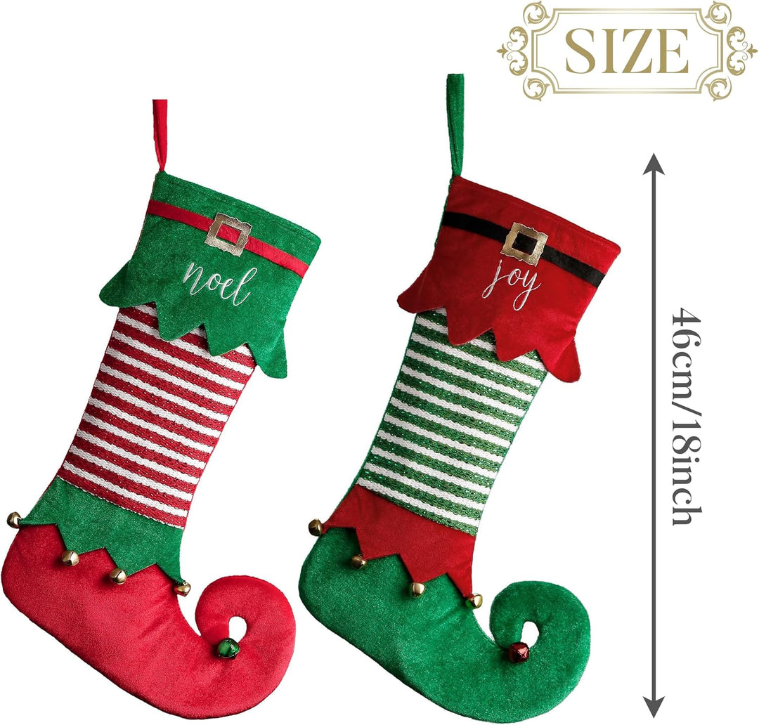 VALERY MADELYN Weihnachtsstrumpfe 46cm 2er Set Stoff Nikolausstiefel Weihnachtsdeko Weihnachtssocken