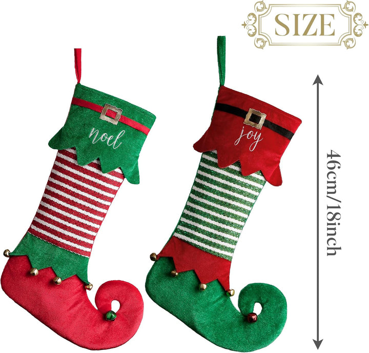 VALERY MADELYN Weihnachtsstrumpfe 46cm 2er Set Stoff Nikolausstiefel Weihnachtsdeko Weihnachtssocken
