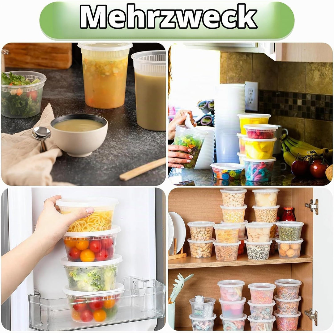 24 Sets Deli Container, 12oz&amp;24oz, Kunststoffbehälter mit Deckel, Deli Cups &amp; Food Container - BPA-f