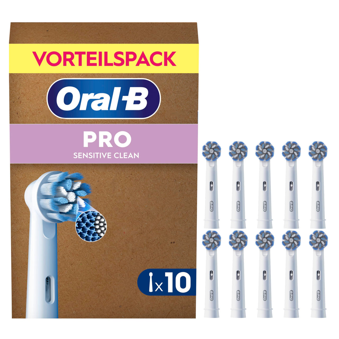 Oral-B Pro Sensitive Clean Aufsteckbürsten für elektrische Zahnbürste, 10 Stück, sanfte Zahnreinigun