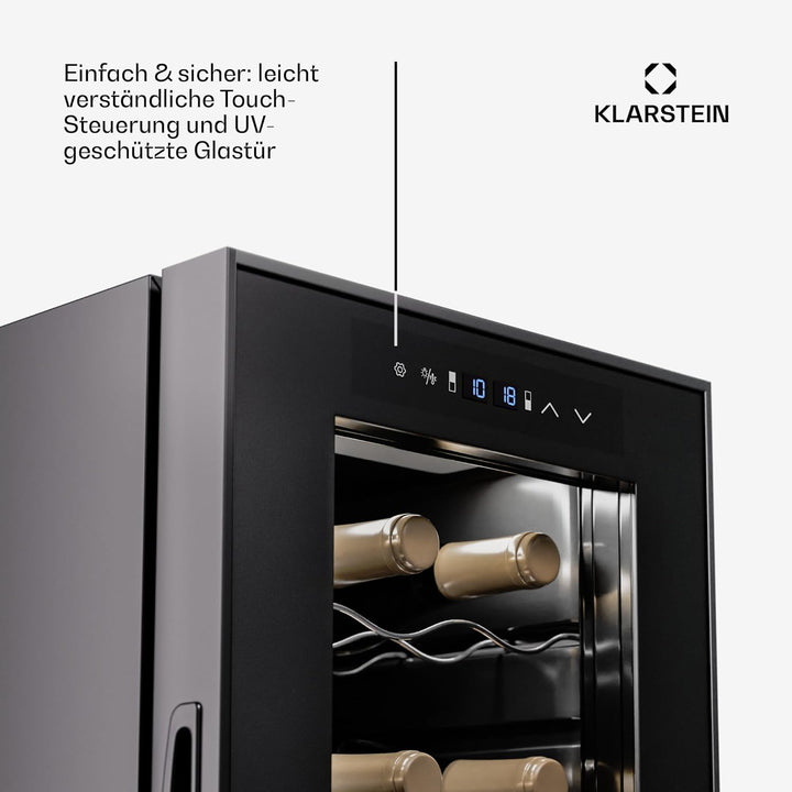 Klarstein Freistehender Weinkühlschrank 2 Zonen, Getränkekühlschrank Klein, Kleiner Weinschrank, Wei