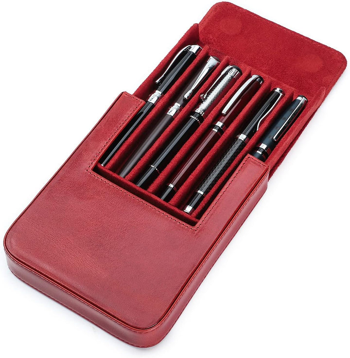 Hiram Leder-Füllfederhalter-Etui für 6 Stifte, Tragbare Aufbewahrungsbox für Stifte aus Pflanzlich G