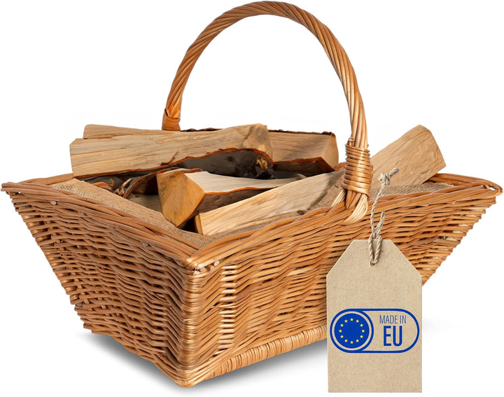 Creative Home Grosser Kaminholzkorb Weide Holzkorb für Kaminholz | 50 x 40 x 37 cm | Brennholzkorb F