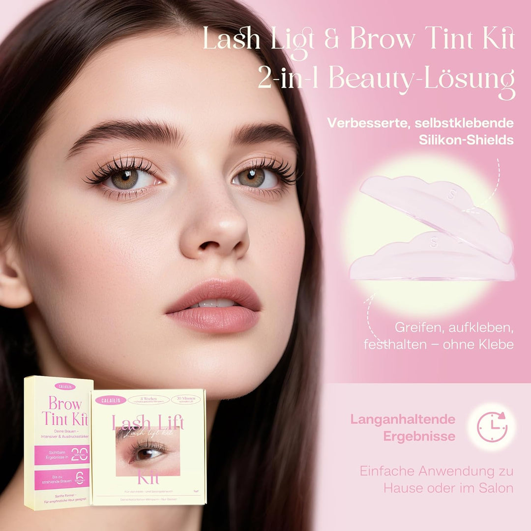 CALAILIS Wimpernlifting Set und Augenbrauenfarbe Set, 2-in-1 Lash Lifting und Brow Tint Kit für Natü