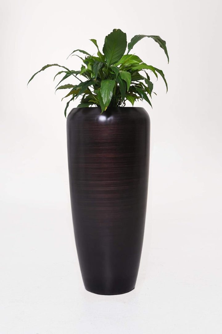 VIVANNO Pflanzkübel Pflanzgefäss Bodenvase exklusiv CAVITA Schwarz Braun Seidenmatt (75x34) Schwarz