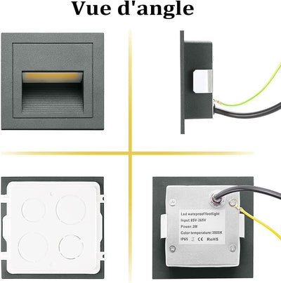 3 W LED-Wandleuchte, warmweiss, IP65, wasserdicht, Treppenlicht, Gehlicht, Aluminium, Dekoration Aus