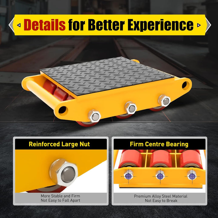 KOLHGNSE Machine Transport Skate 15T, Transportfahrwerk Schwerlastrollen 9 Roller Versandwagen 360°