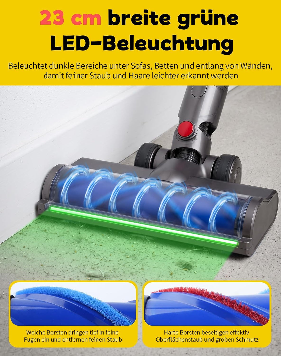 Elektrische Bürste kompatibel mit Dyson V6 DC62 DC58 DC59 DC61 DC74 V6 Animal V6 Fluffy, V-förmige B