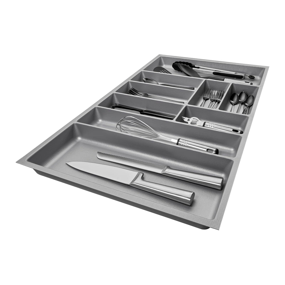 SO-BOX 2 Besteckkasten Breite 80,9 cm, Tiefe 46,2 cm mit silbergrauer Kanvas-Struktur für Schubladen
