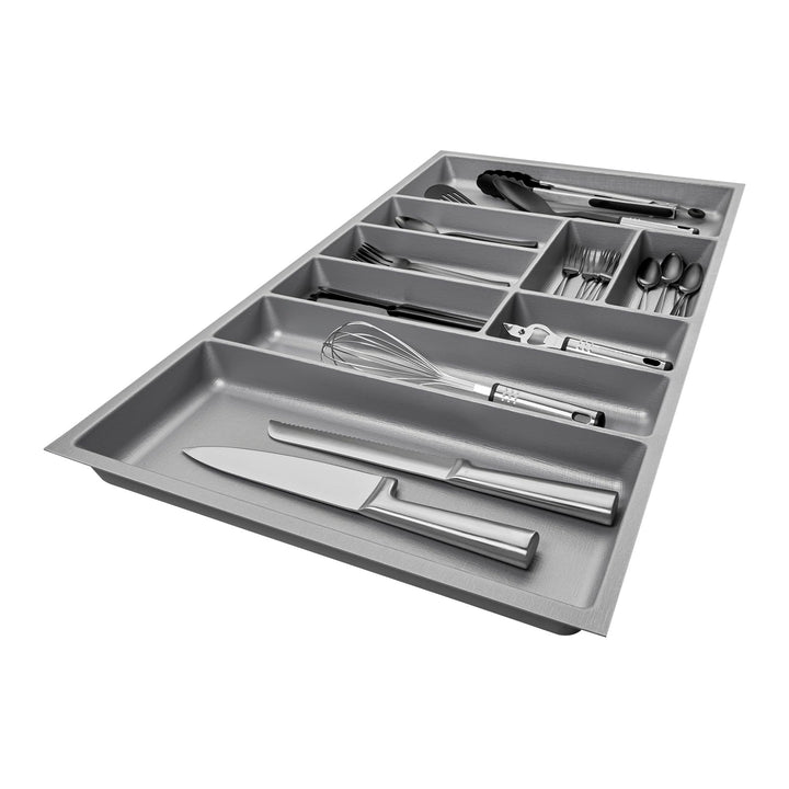 SO-BOX 2 Besteckkasten Breite 80,9 cm, Tiefe 46,2 cm mit silbergrauer Kanvas-Struktur für Schubladen