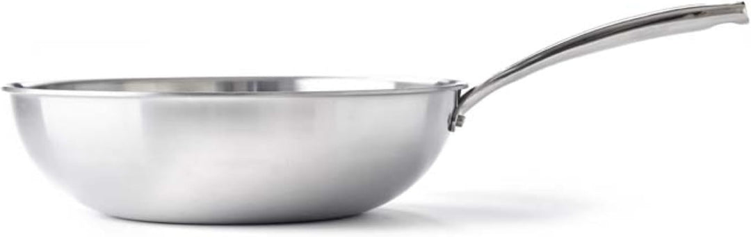 BK Superior Dreischicht-Edelstahl-Wokpfanne, 30 cm, 3-lagig, Multiclad, Polierter Edelstahl, Indukti