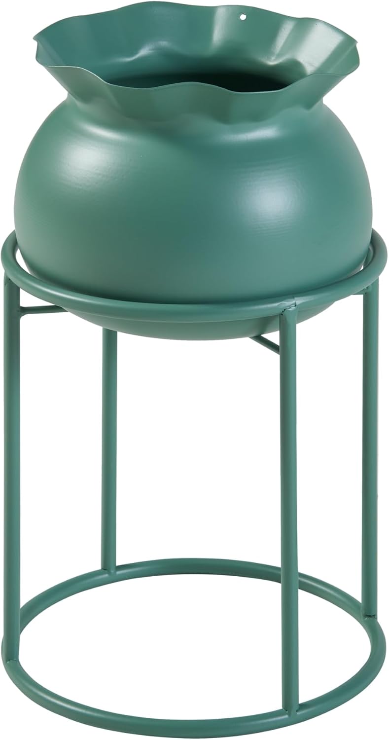 [en.casa] Blumenständer Assen Pflanzenständer mit Blumentopf Metall Grün Pflanzenregal 31,5 x 19,5 c