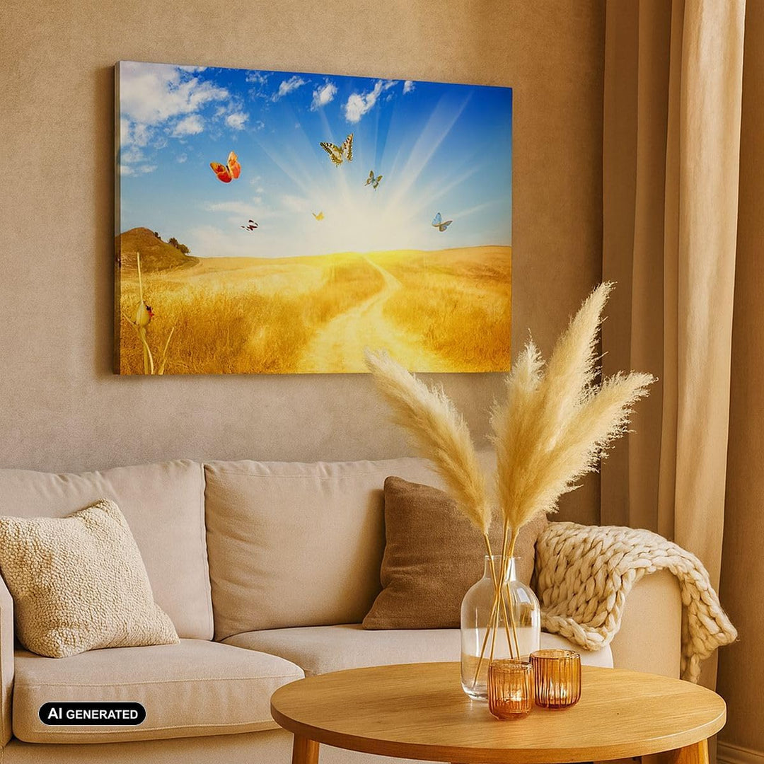 Bilder auf Leinwand Schmetterlinge Wiese Gras Leinwandbild 70x50cm Wandbilder Dekoration Wohnzimmer