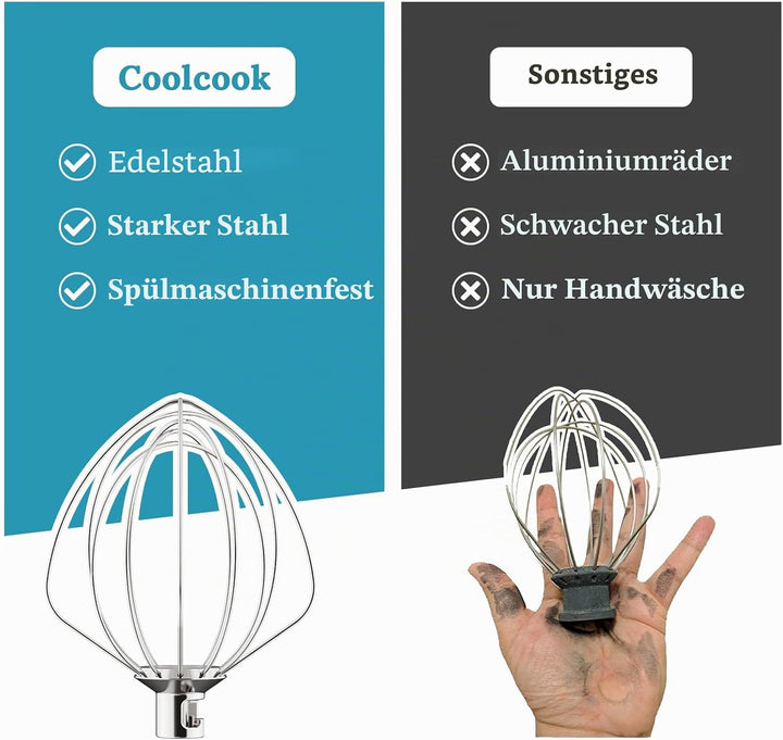 Edelstahl Schneebesen für KitchenAid Zubehör, Peitsche für KitchenAid Schneebesenaufsatz, 4,5–5 qt m