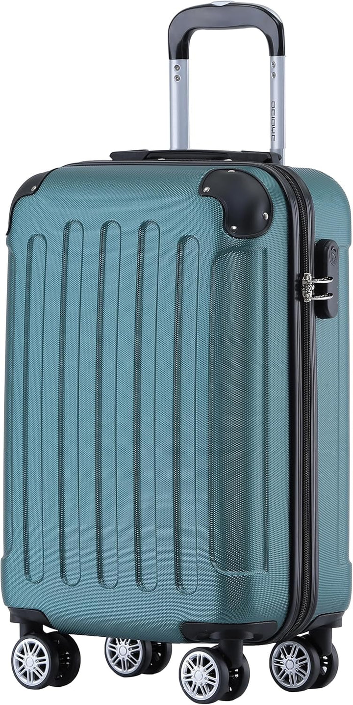 BEIBYE Hartschalen-Koffer Trolley Rollkoffer Reisekoffer Handgepäck 4 Rollen (M-L-XL-Set) (Dunkelgru