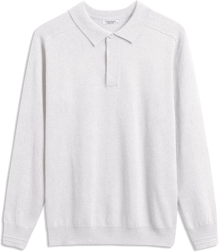COOFANDY Polo Pullover Herren Strick Poloshirt Langarm Strickpullover mit Polokragen Business Pullov
