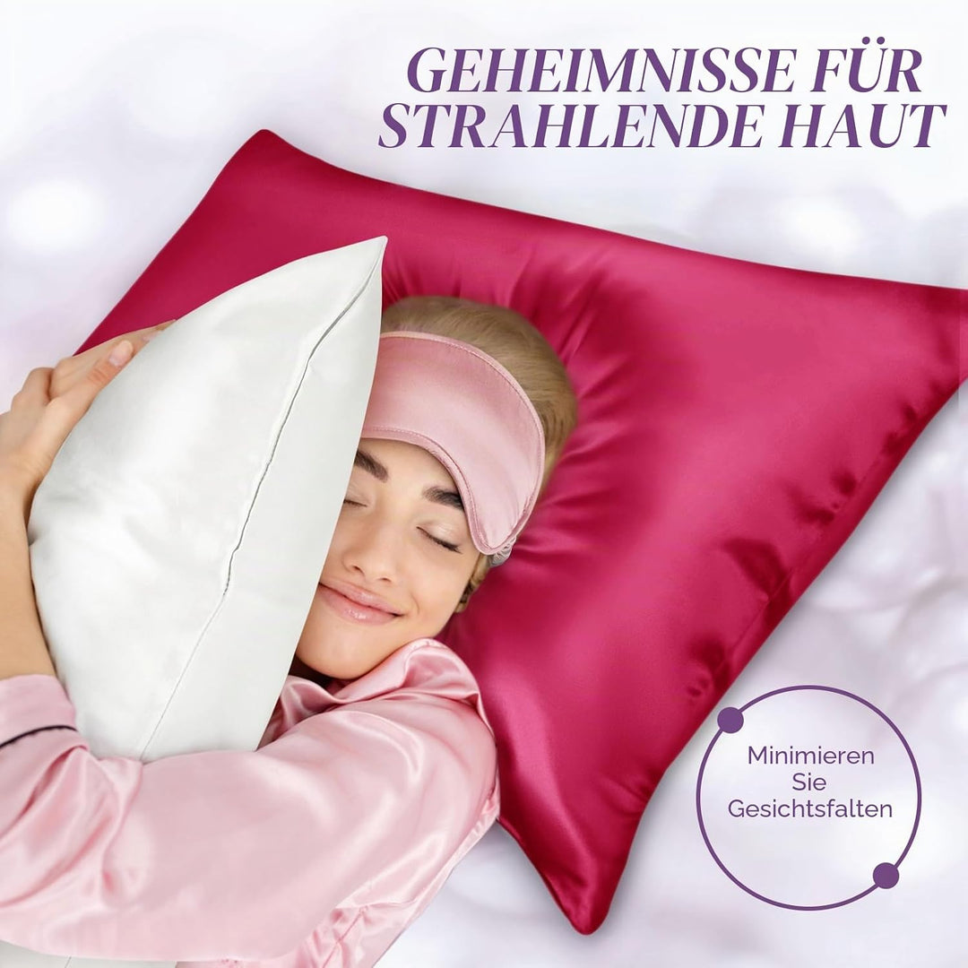 OLESILK Seide Kissenbezug Kissenhülle Haar- und Hautpflege mit Reissverschluss 16 Momme 1 Stück Wein