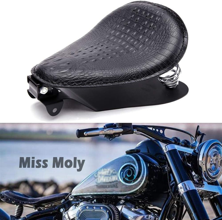 Motorrad Bobber Sitz, Krokodil Leder Motorrad Solo Sitz für Sportster XL1200 883 48 Dyna Softail Cus