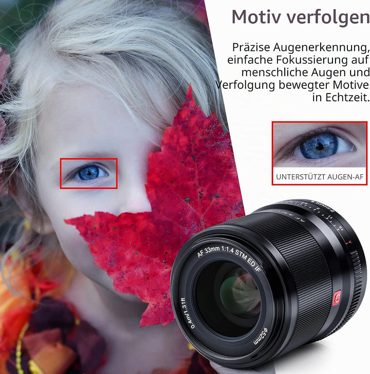 VILTROX 33mm F1.4 Z-Mount Objektiv APS-C Autofokus Grosse Blende Prime-Objektiv Weitwinkel-Unterstüt