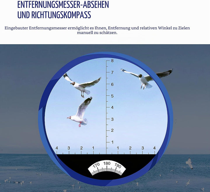 AOMEKIE Fernglas mit Nachtsicht Entfernungsmesser Kompass 7X50 Wasserdicht BAK4 FMC Ferngläser Felds
