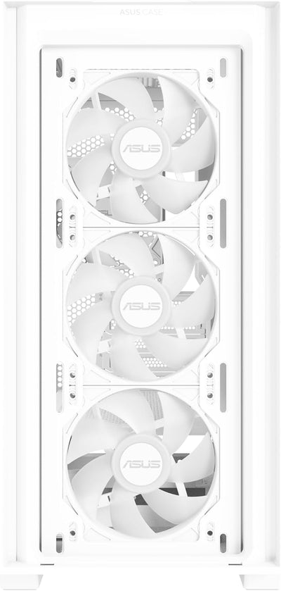 ASUS A21 Plus TG ARGB White microATX PC Gehäuse (vorinstallierte ARGB-Lüfter, Mesh Frontpanel, kompa