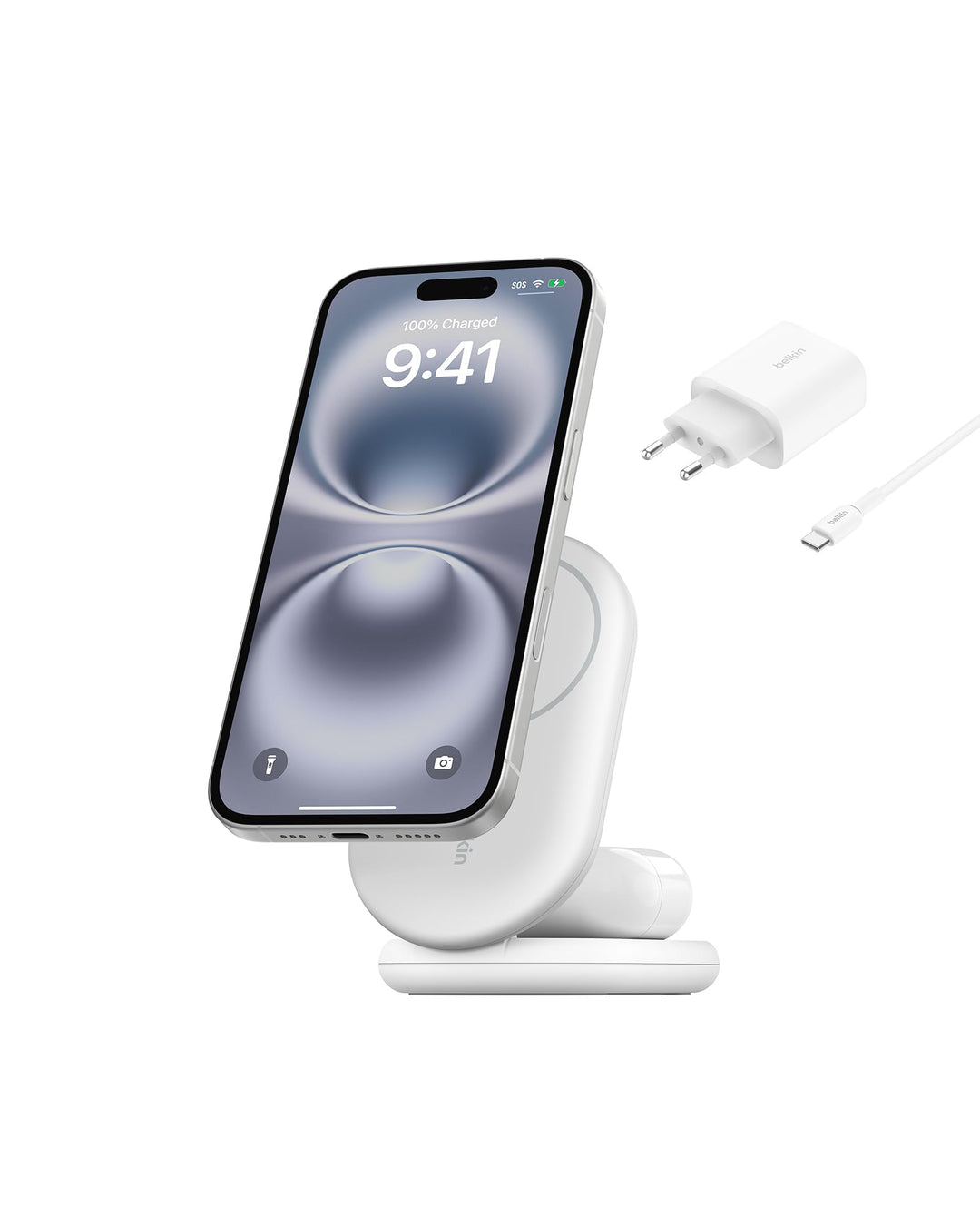 Belkin BoostCharge 2-in-1 magnetisches einklappbares Ladegerät Qi2, MagSafe-kompatibles 15 W, Schnel