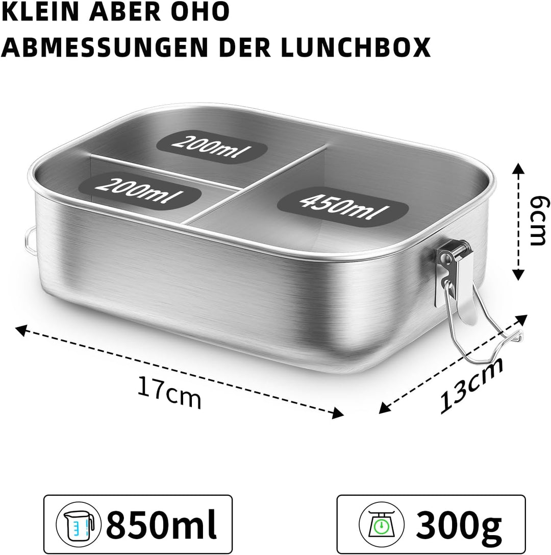 REKITA Edelstahl Brotdose Kind er mit Fächern, 850ML Bento Box, Jausenbox Lunchbox, Personalisierte
