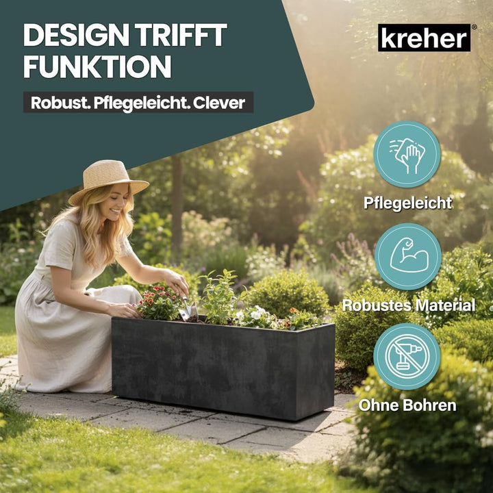 Kreher XL Pflanzkasten Millennium in verschiedenen Formaten und Farben. Tolle Naturstein Optik in Br