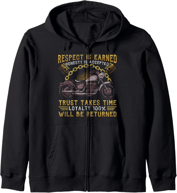 Respekt Loyalty Skull Motorrad Geschenk Biker Skull Kapuzenjacke