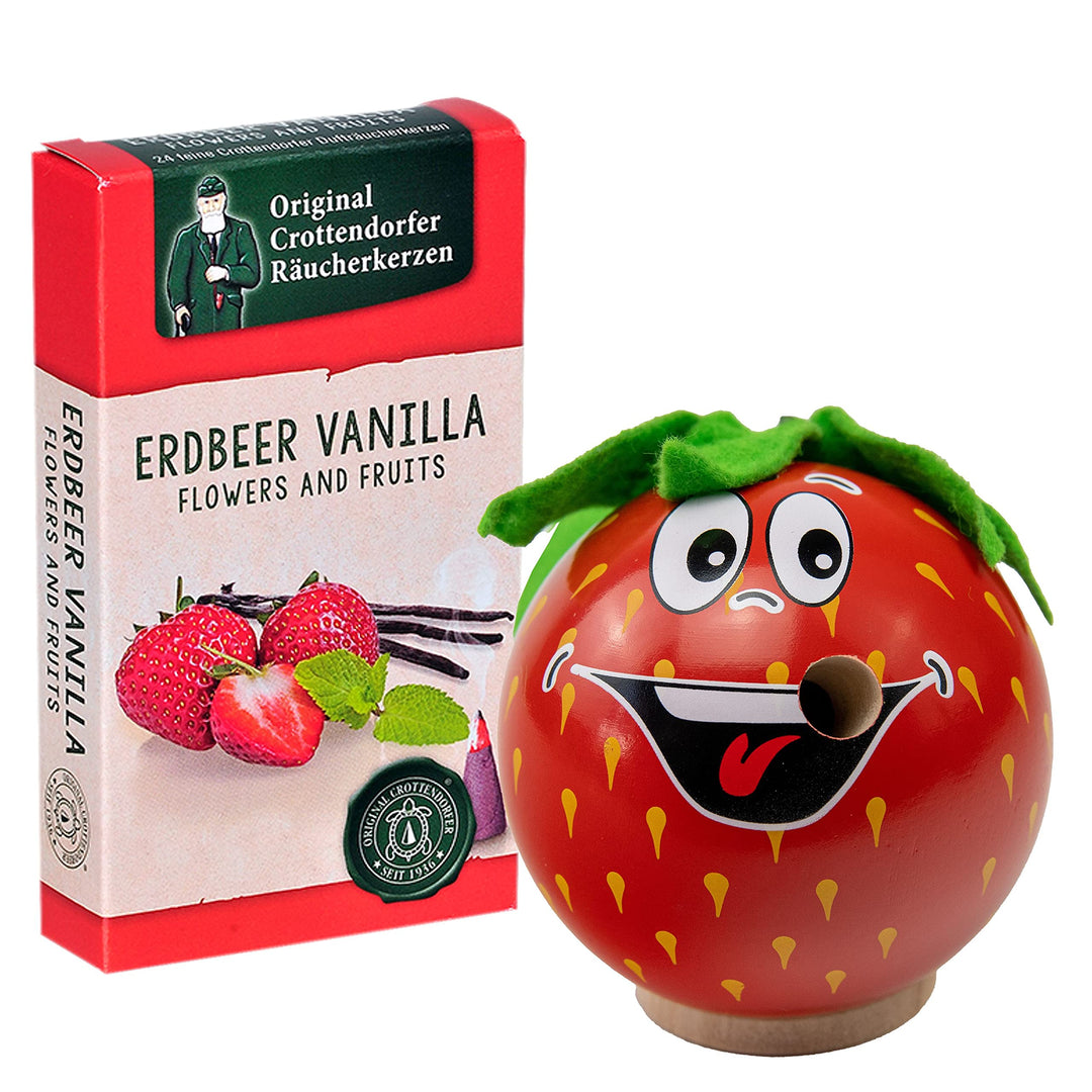 Seiffener Volkskunst | Räucherfigur aus dem Erzgebirge | Freche Früchtchen 7 cm inkl. Crottendorfer